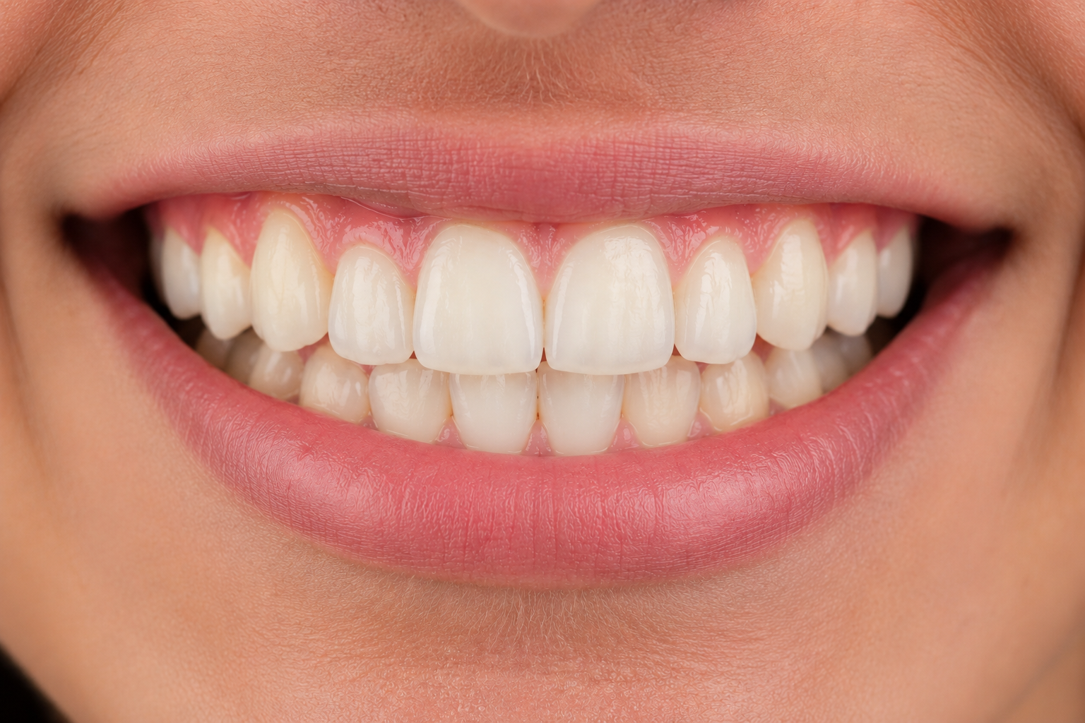 After treatment - white, perfectly aligned teeth