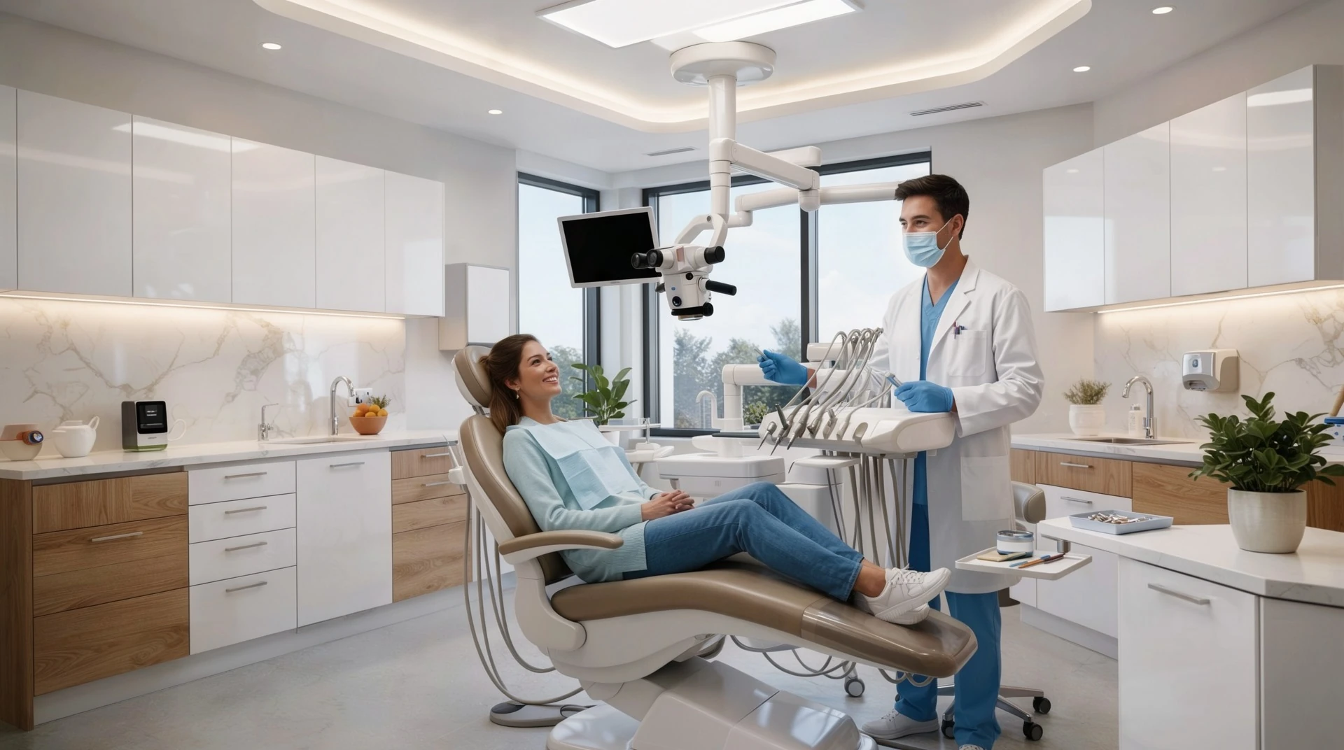 Painless rotary root canal treatment in Kanpur at The Crown Dental Clinic with microscopic technology - patient relaxed during procedure