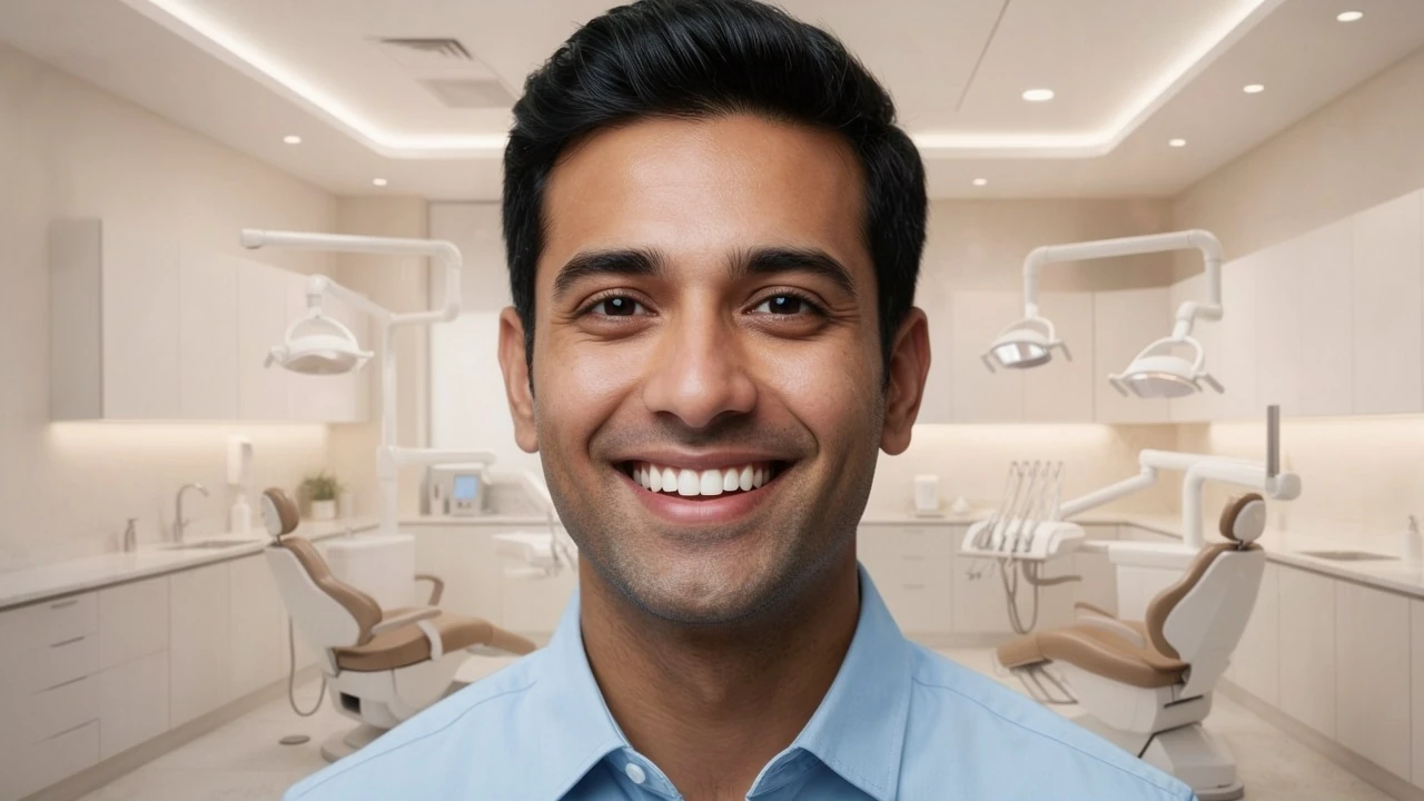 Young Indian professional with confident smile after dental implants in Kanpur at The Crown Dental Clinic